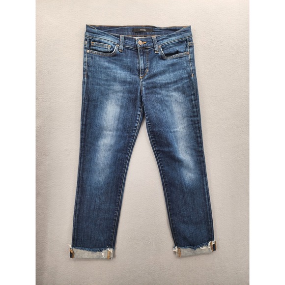 Joe's Jeans Denim - Joe's Jeans Mid Rise Skinny Ankle Dark Wash‎ Raw Frayed Hem Denim Jeans Size 27